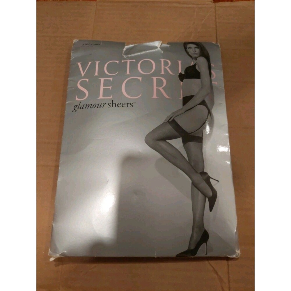 TWO PAIRS Vintage Victoria's Secret Glamour Sheers Lace Top Thigh Highs Black